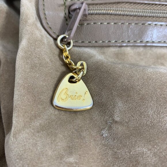 Brio! Taupe Leather Bucket Shoulder Bag Drawstring Adjustable Strap VTG 80s 90s - Picture 15 of 15